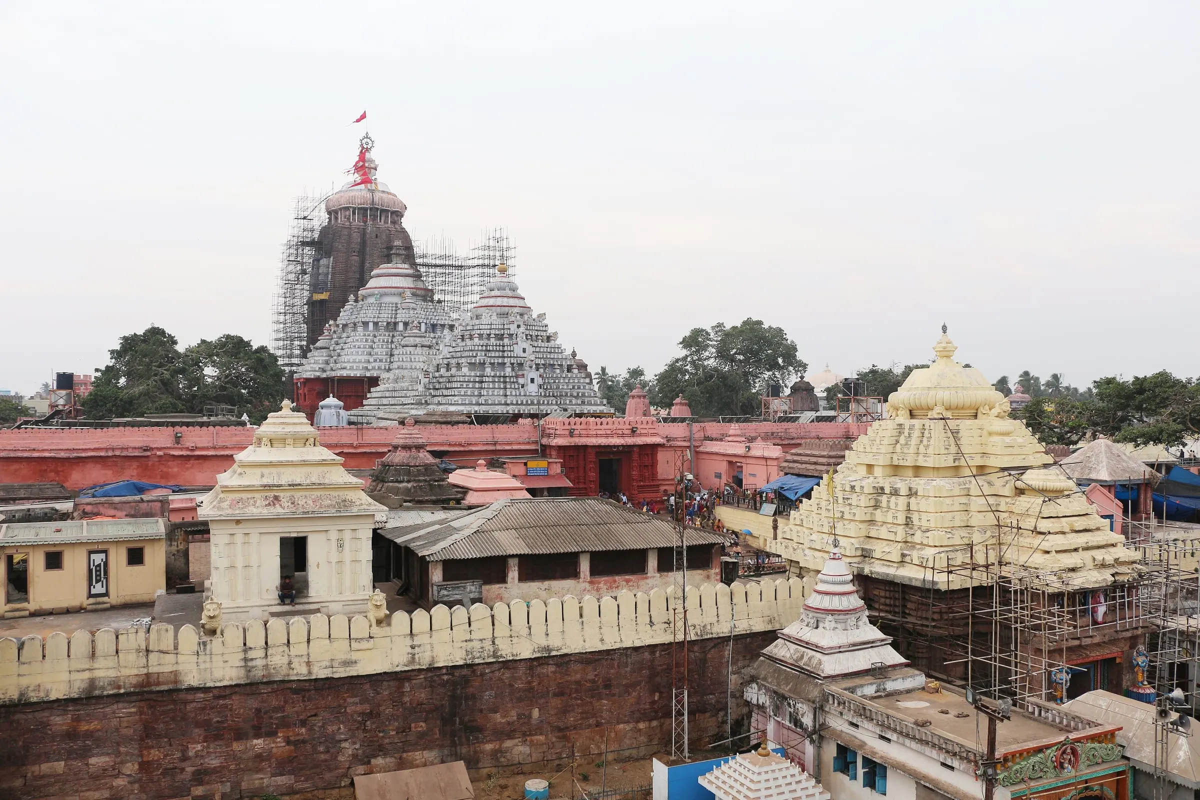 The spires of the Jagannath Temple complex in Puri seen from above