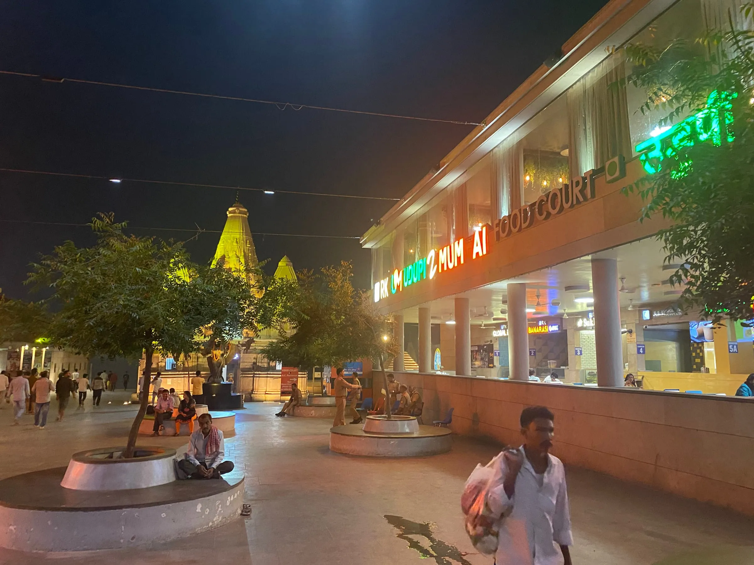 The Kashi Vishwanath Dham corridor plaza at dusk