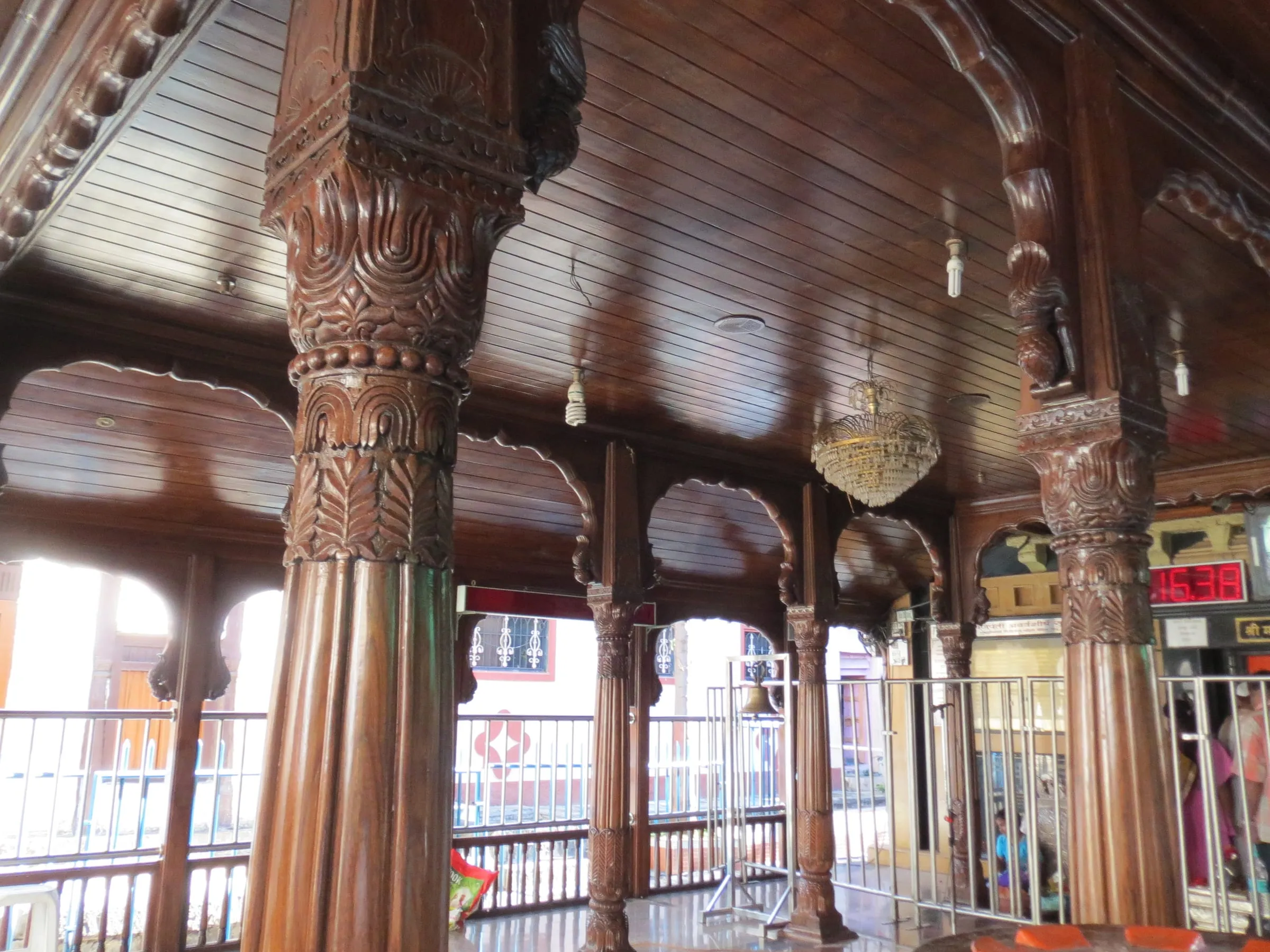 The pillared front hall of the Mahaganapati temple at Ranjangaon