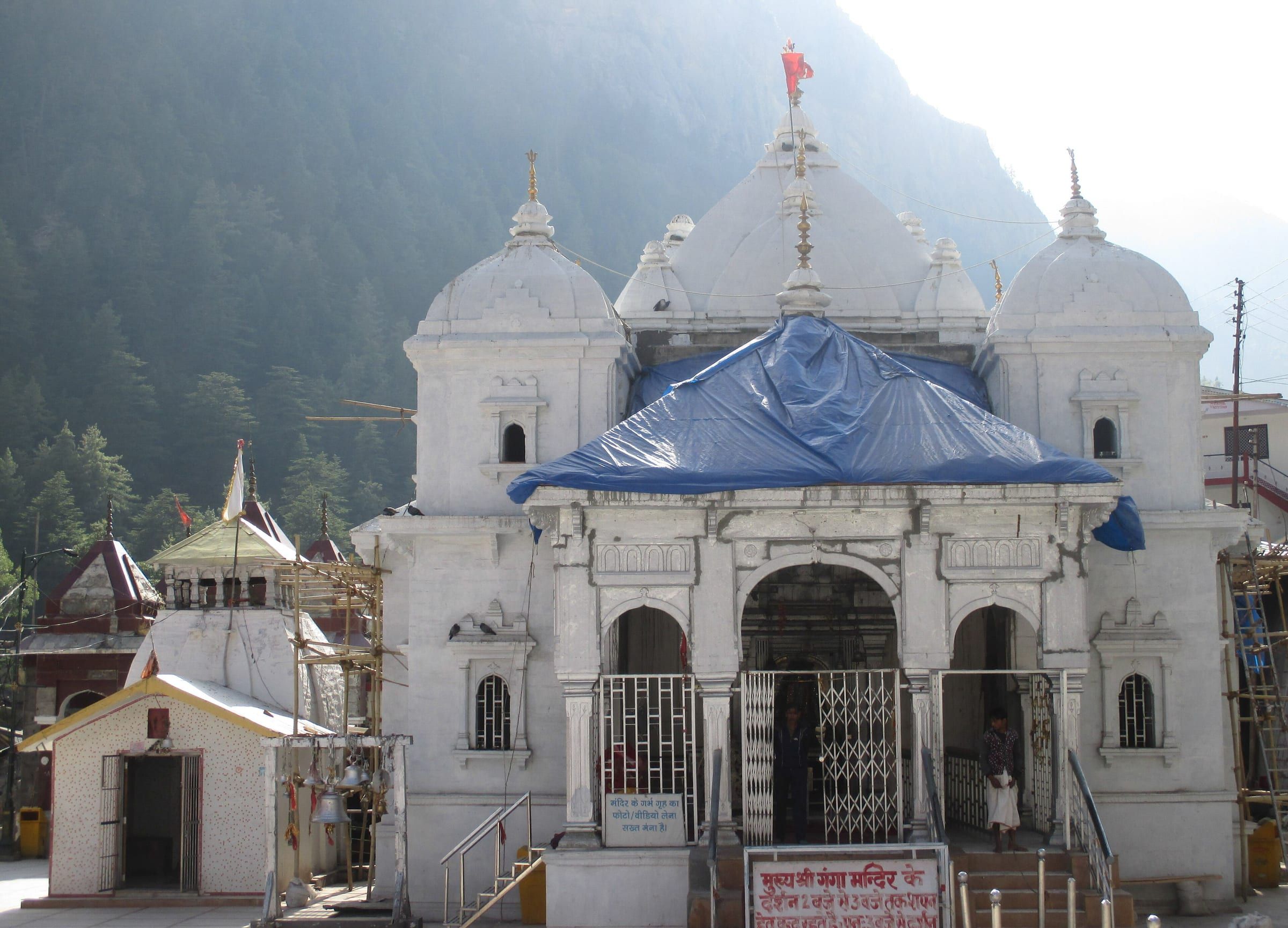 The white stone front of Gangotri Temple