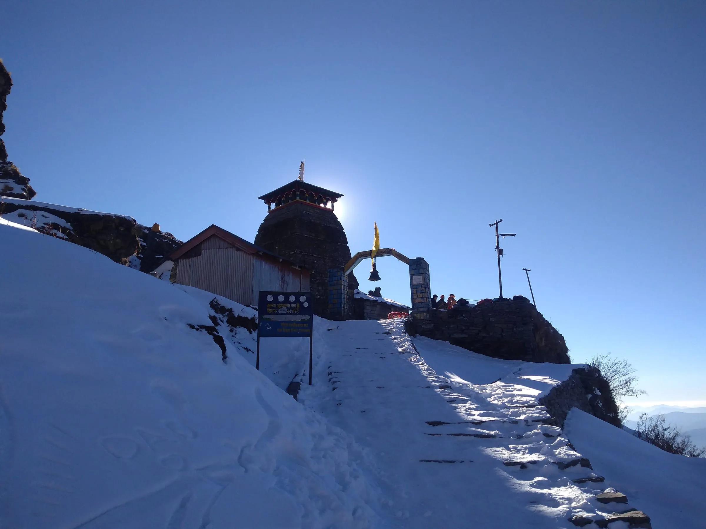 Tungnath Temple in winter snow
